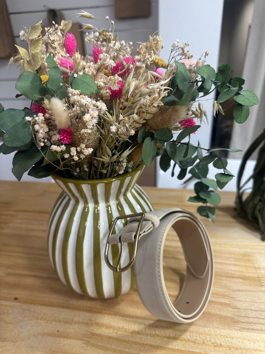 Ceinture cuir (large) beige ♡