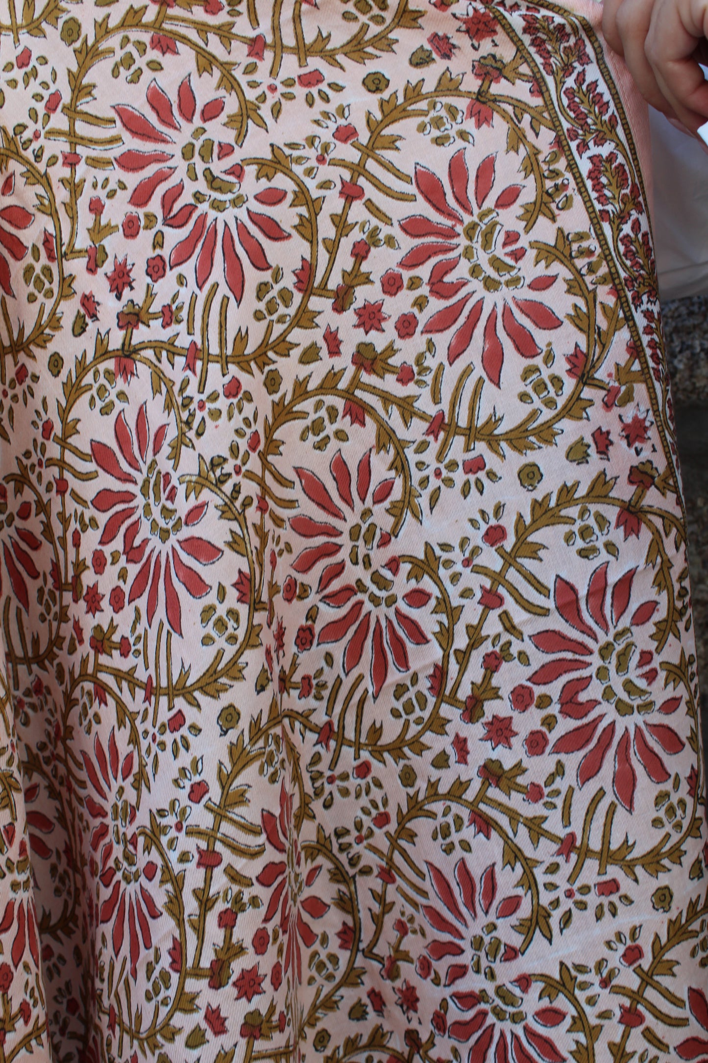 Foulard indien (grand format) ♡ Palmyre rose poudré