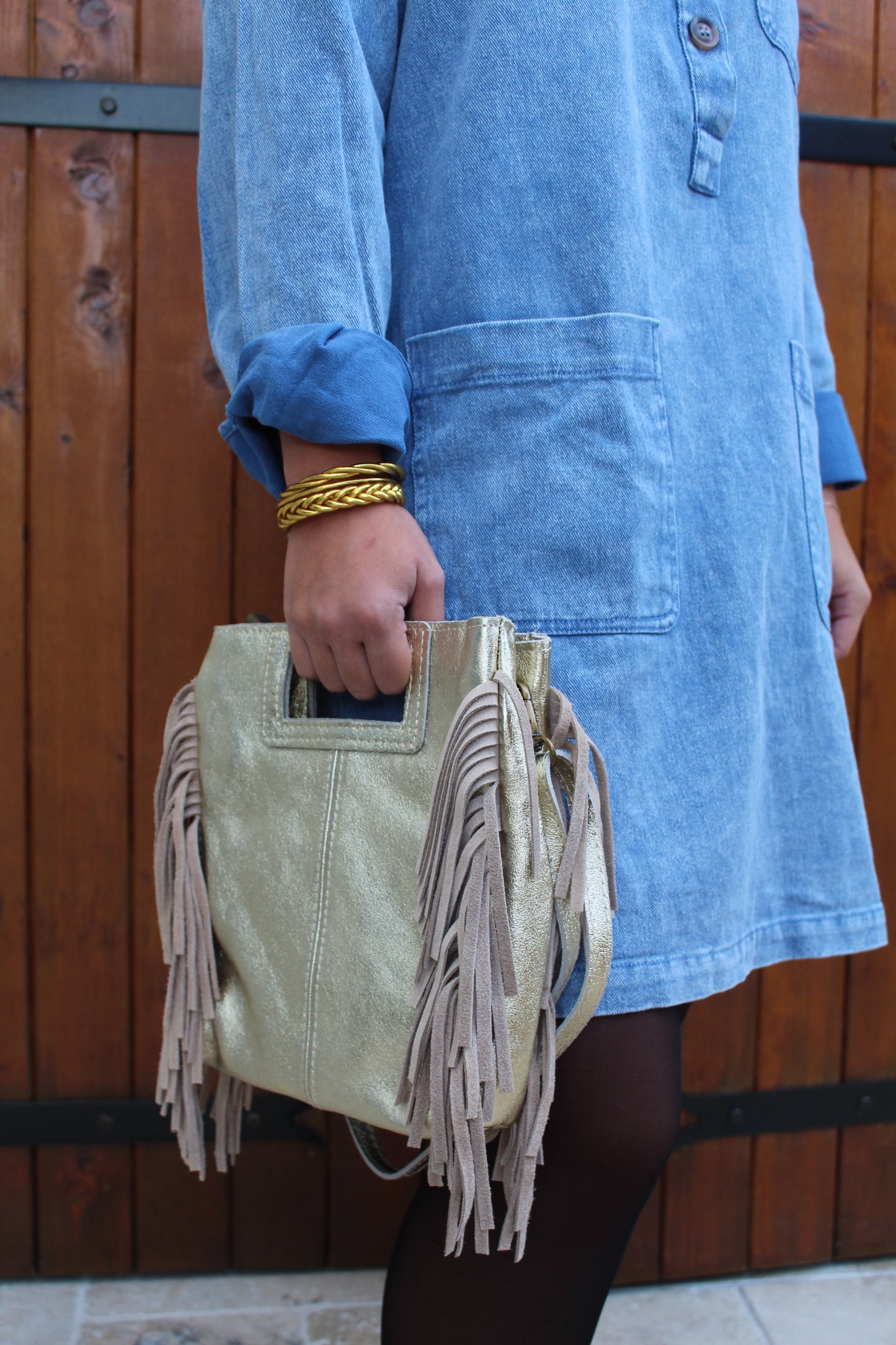 Sac à franges doré ♡