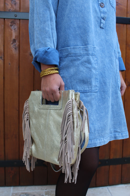 Sac à franges doré ♡