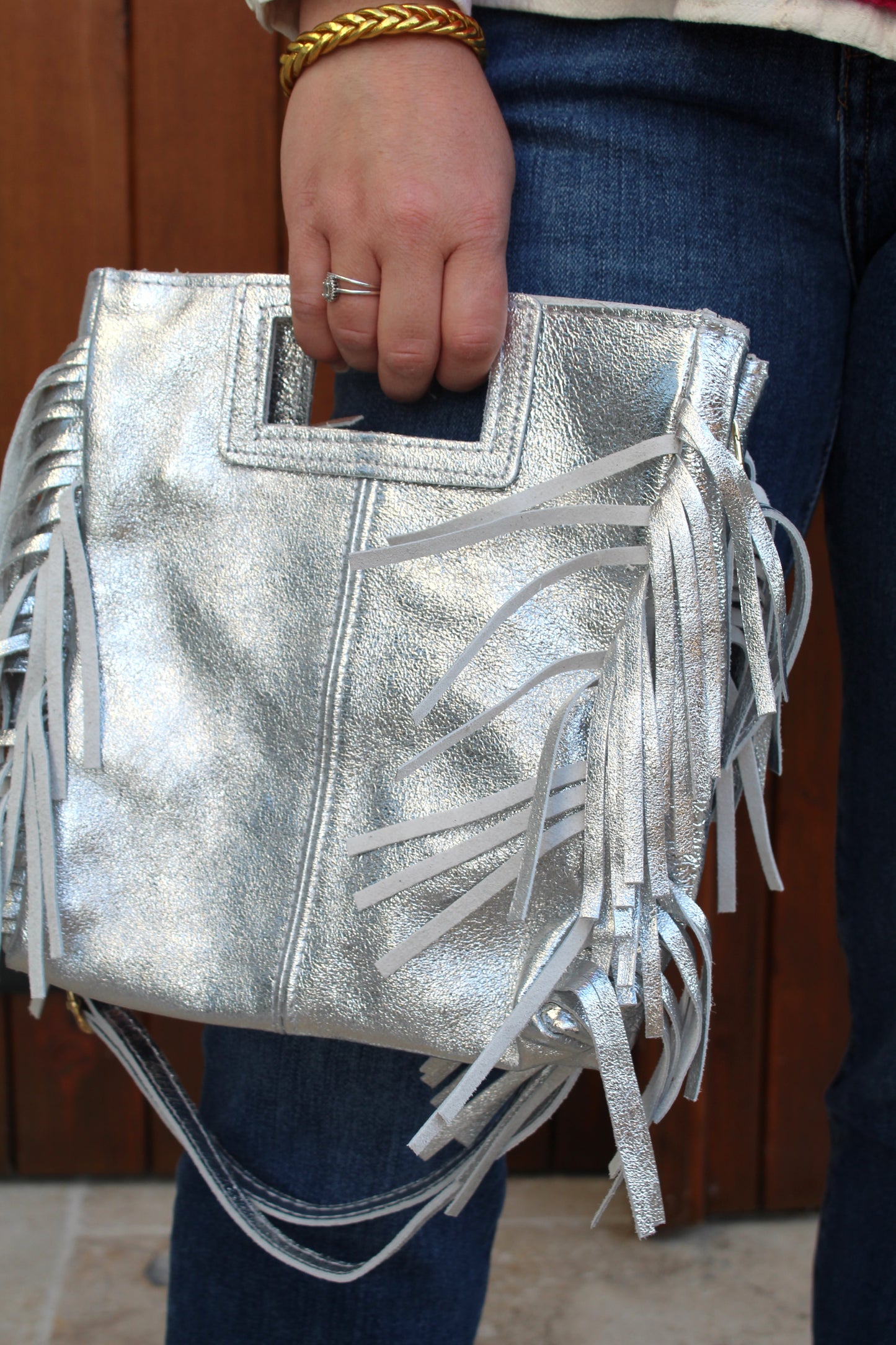 Sac à franges argenté ♡