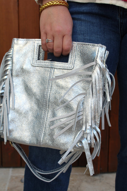 Sac à franges argenté ♡