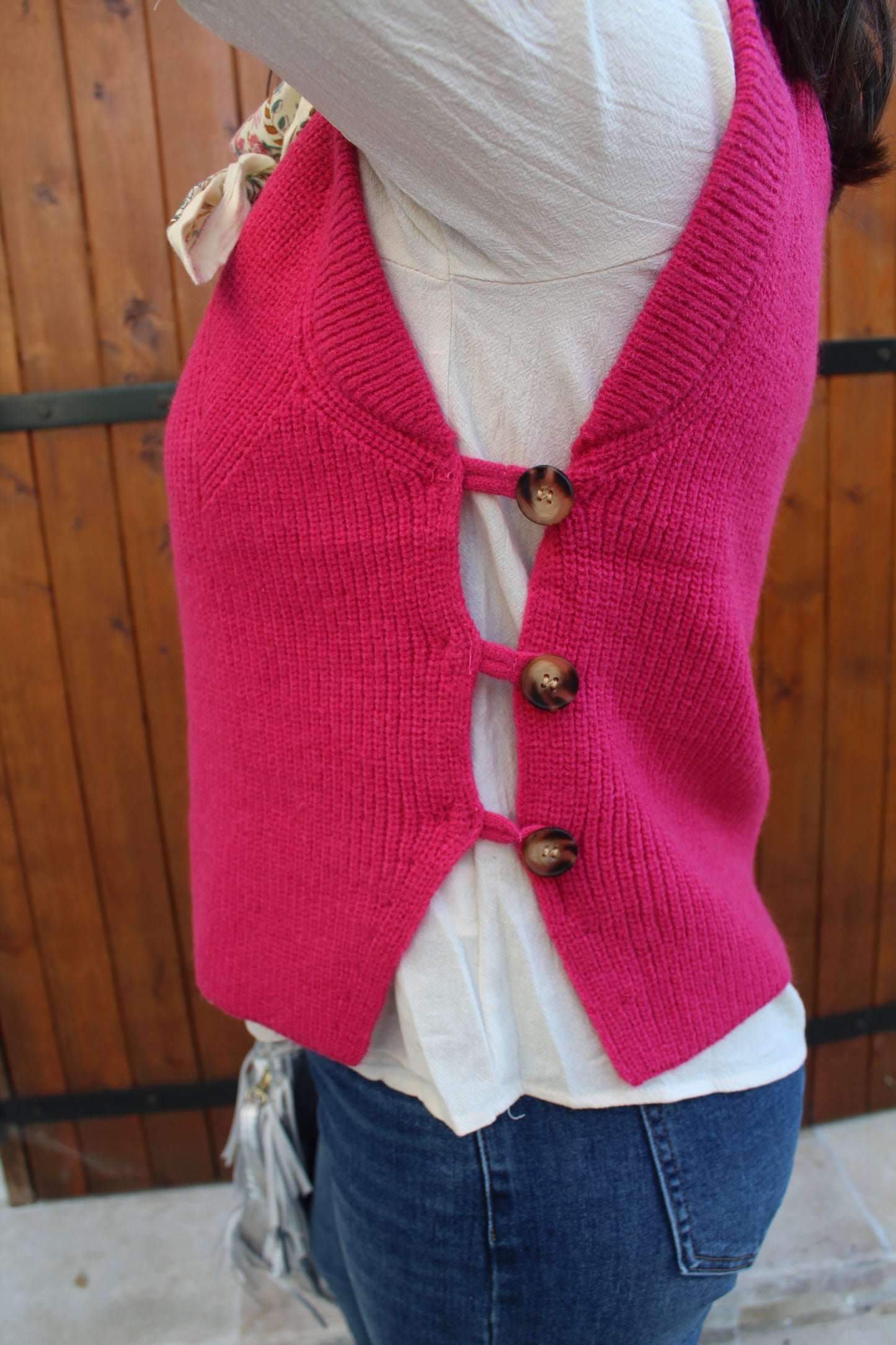 Pull sans manches fuchsia ♡