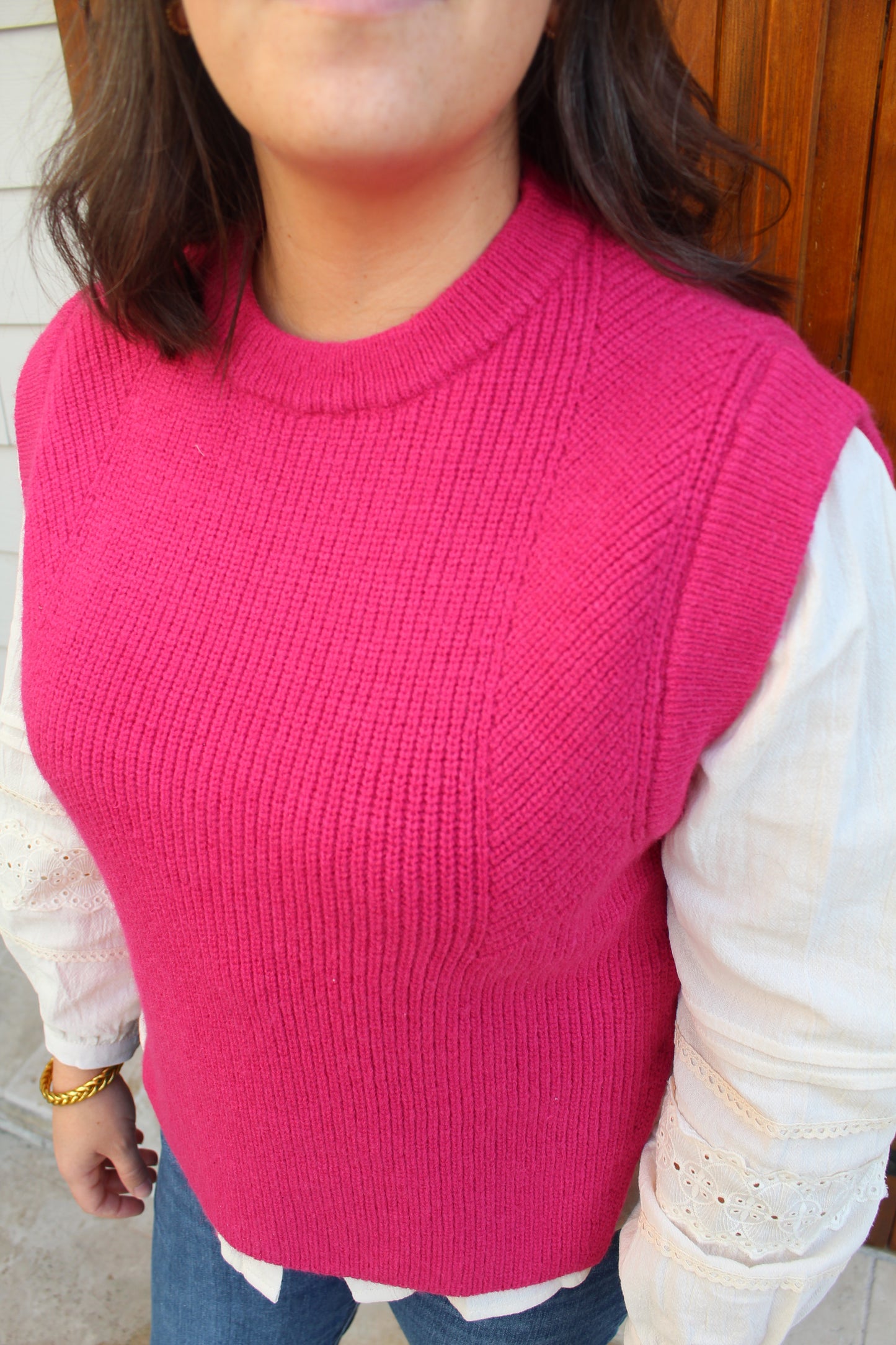 Pull sans manches fuchsia ♡