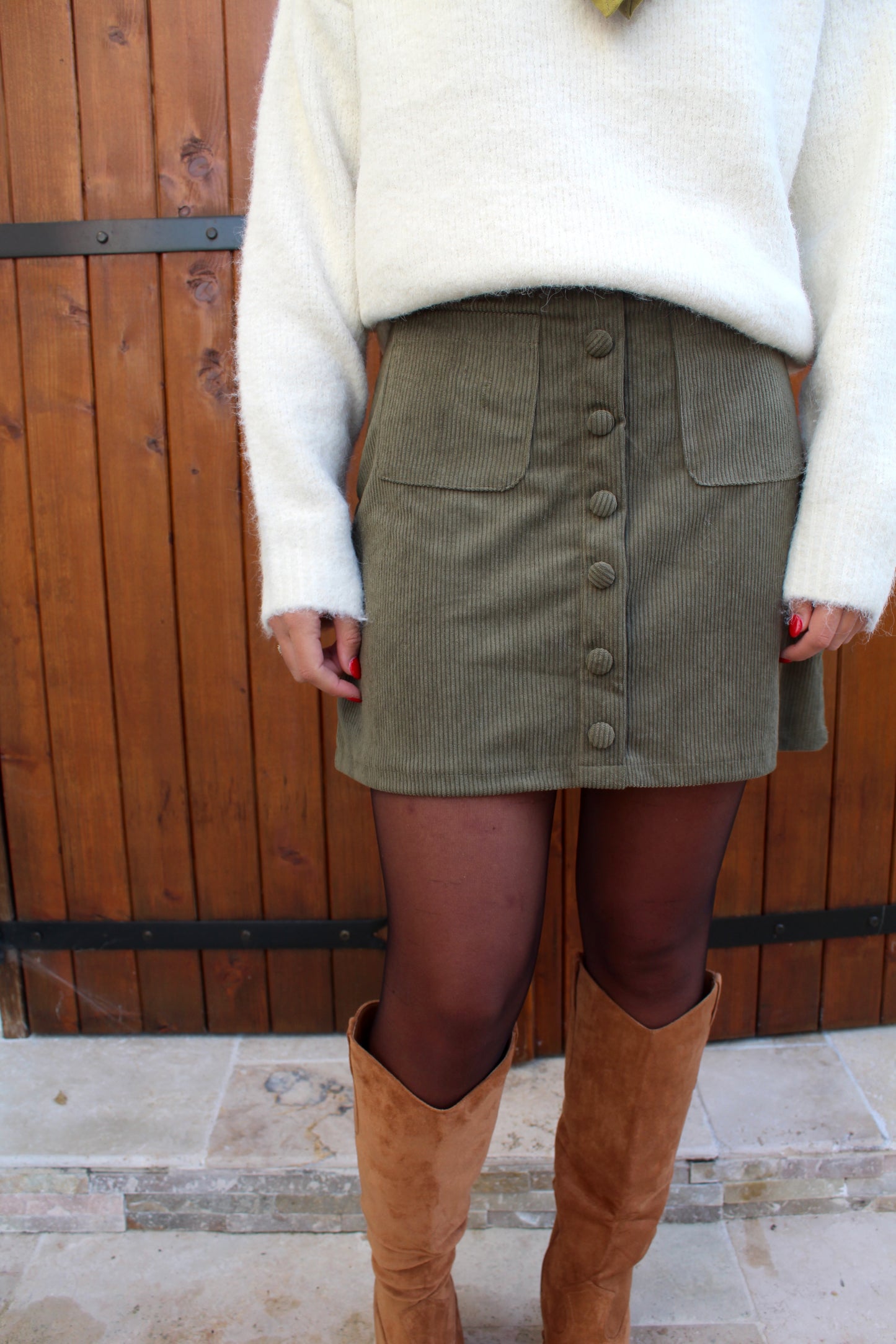 Jupe velours kaki ♡