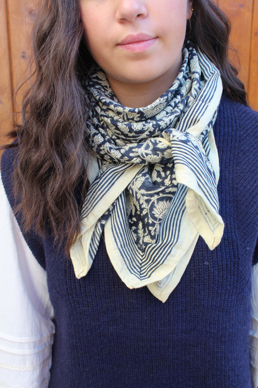 Foulard indien (grand format) ♡  Anjali Encre