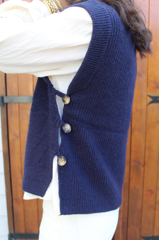 Pull sans manche Marine ♡