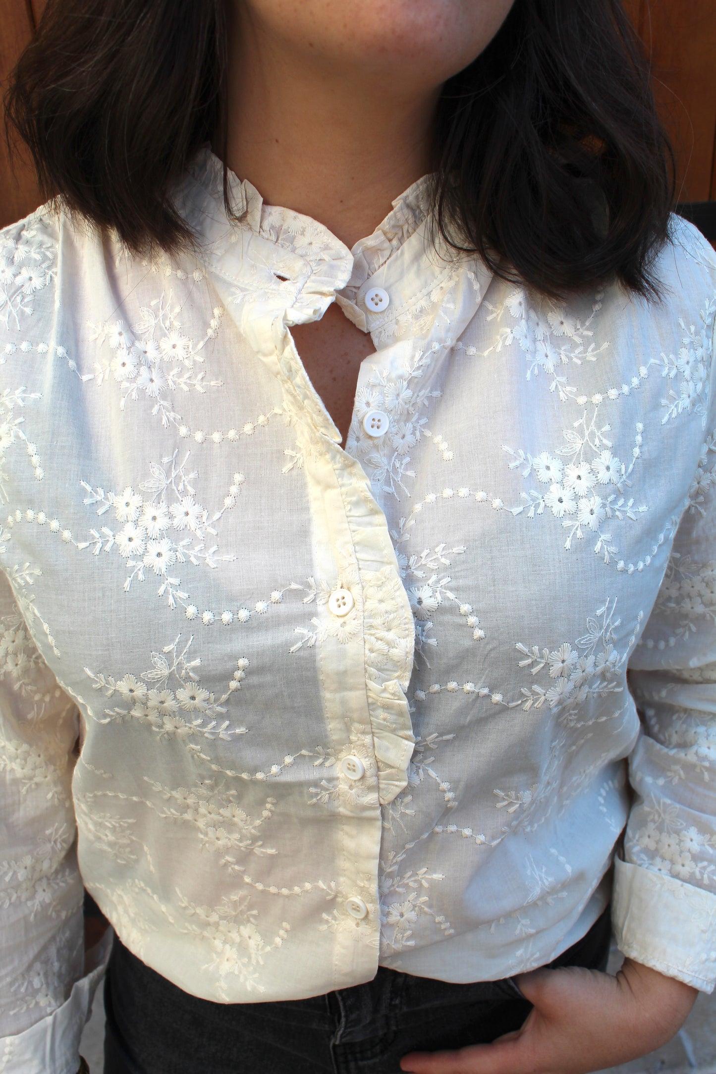 Blouse blanche broderie fleurs ♡