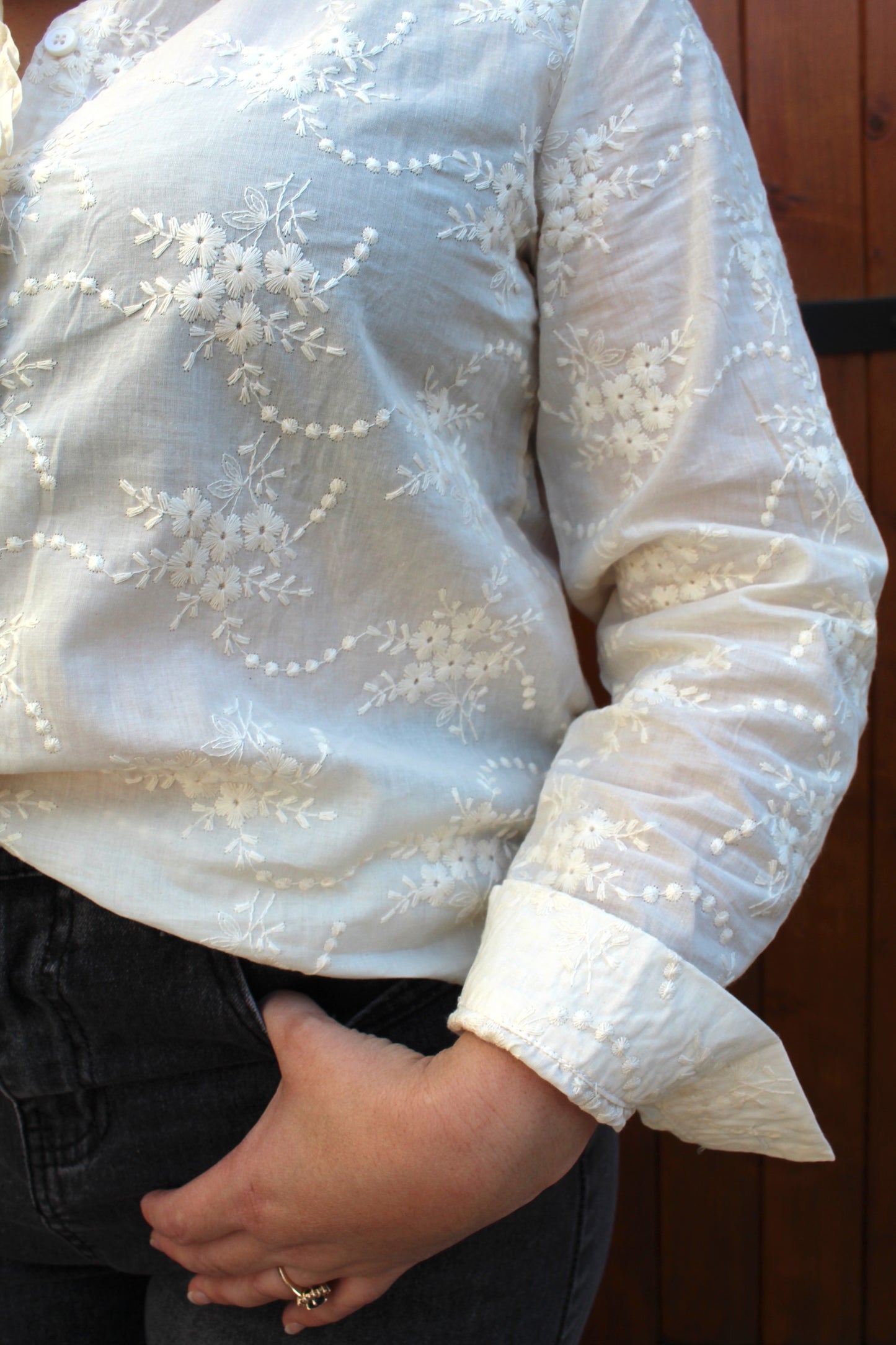 Blouse blanche broderie fleurs ♡
