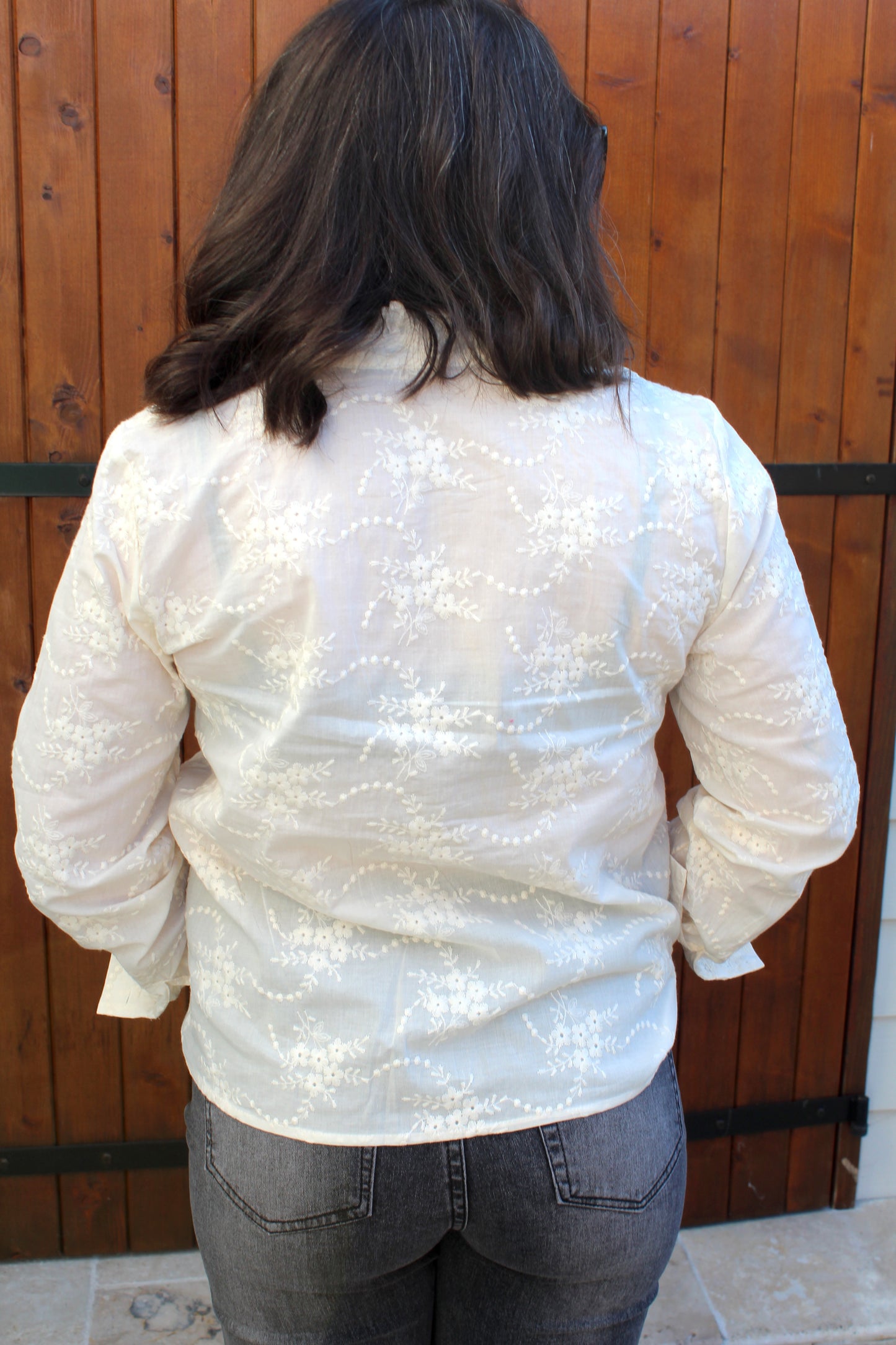 Blouse blanche broderie fleurs ♡