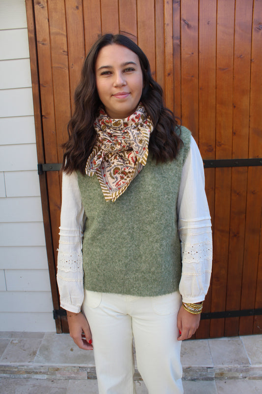 Pull sans manche kaki ♡