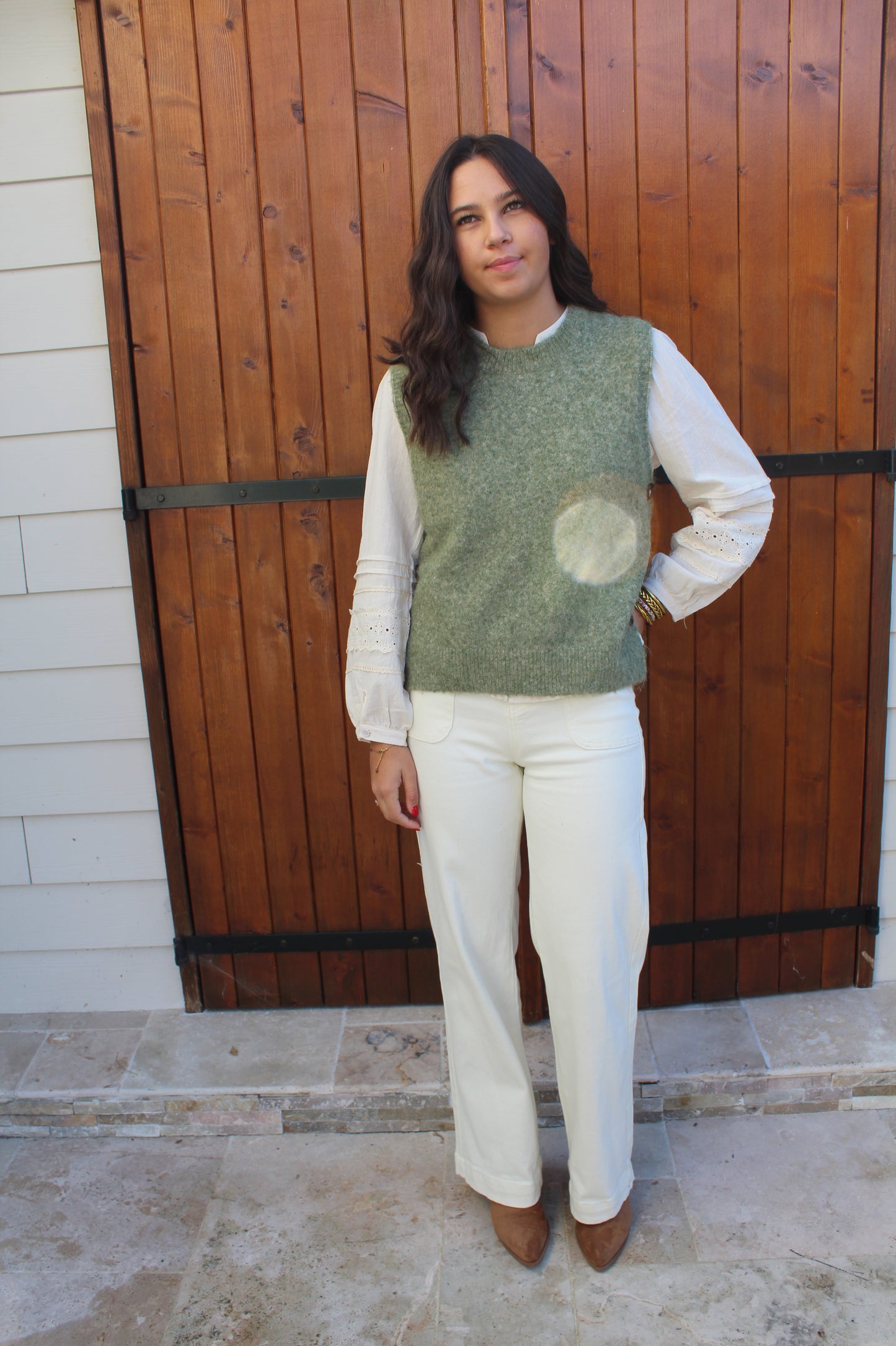 Pull sans manche kaki ♡