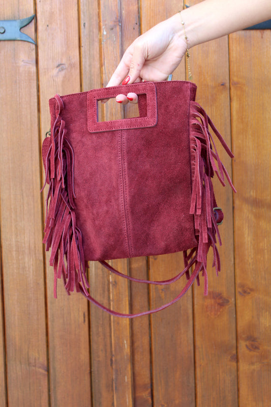Sac à franges bordeaux ♡