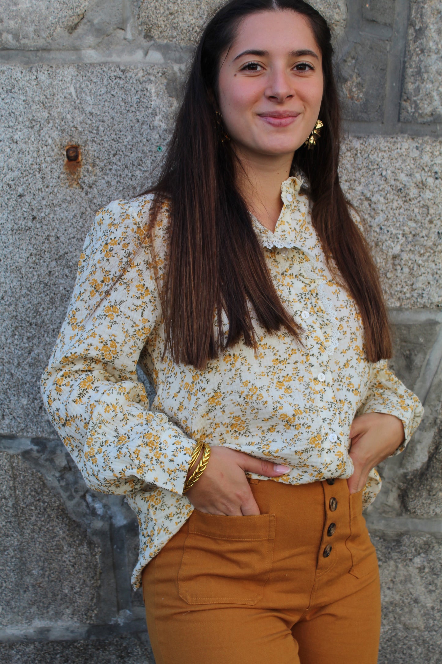 Blouse gaze de coton moutarde ♡