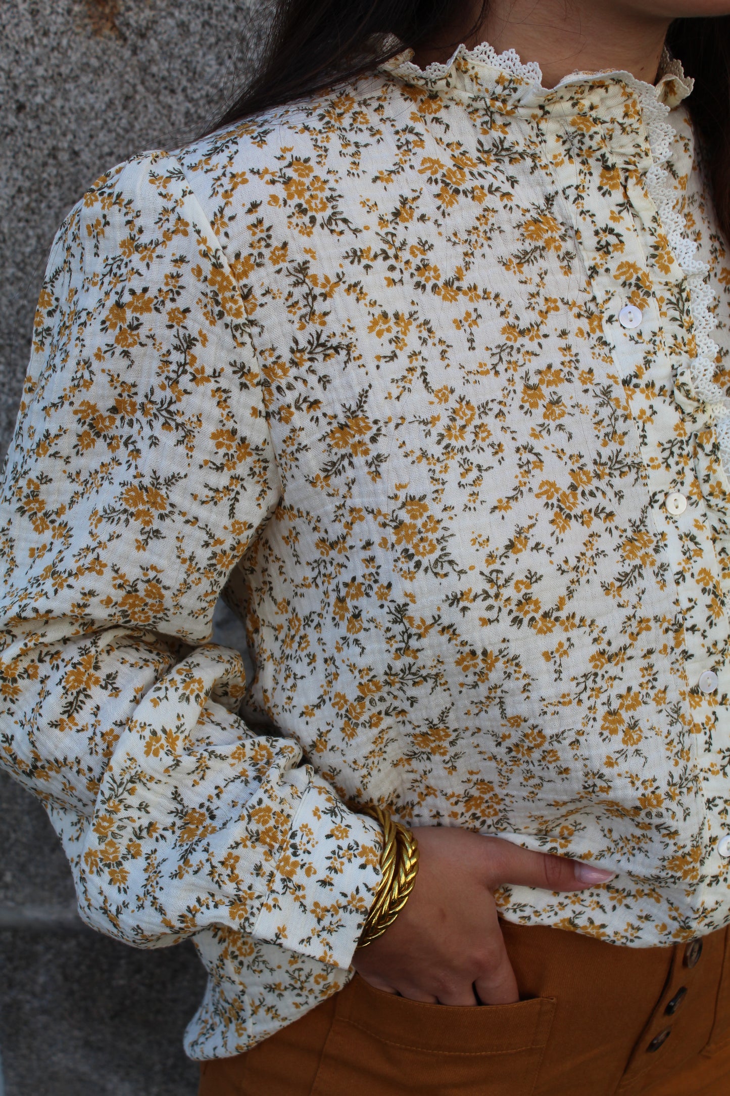 Blouse gaze de coton moutarde ♡