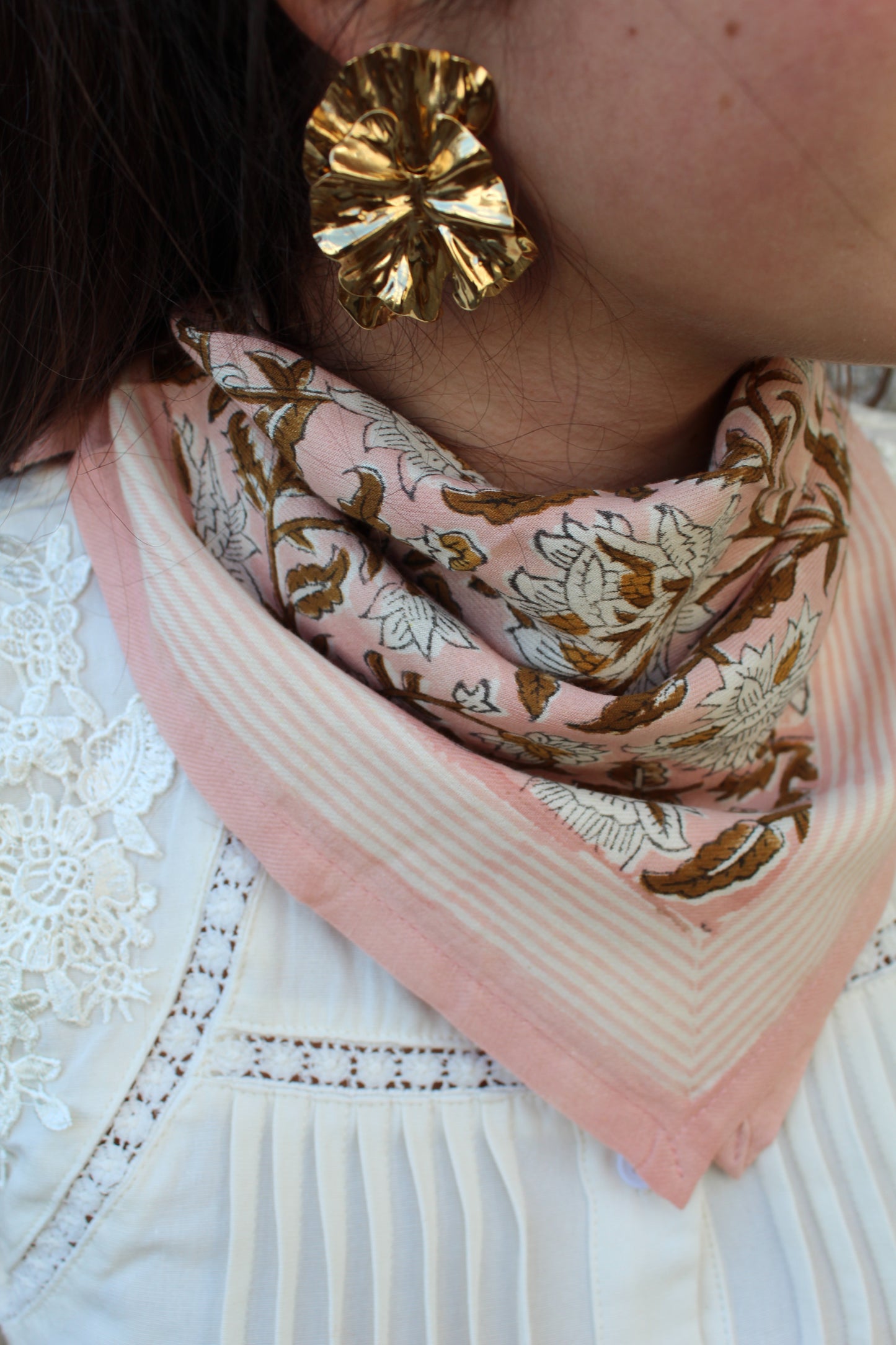Foulard indien (petit format) ♡ Harper rose d'été