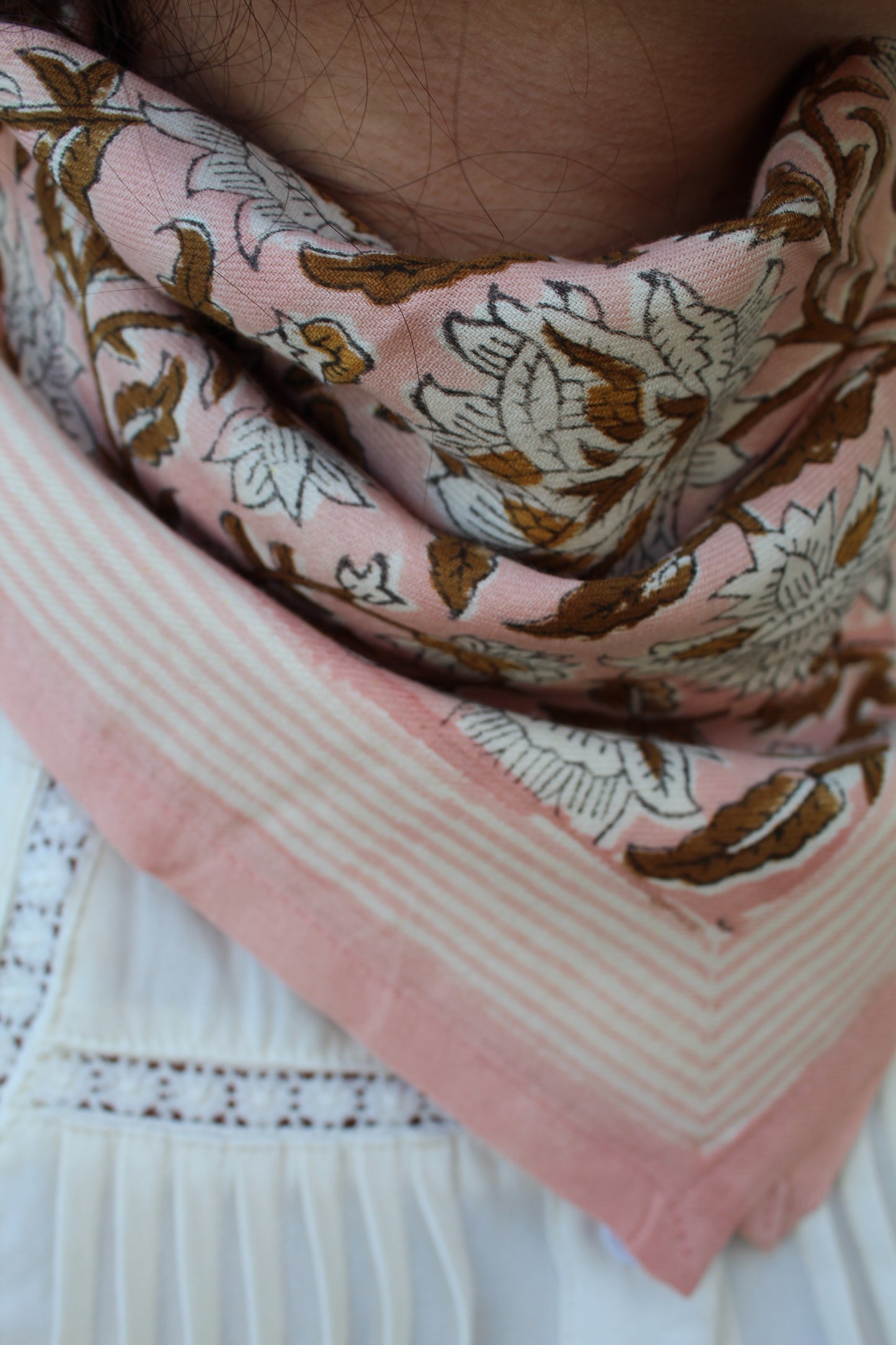 Foulard indien (petit format) ♡ Harper rose d'été