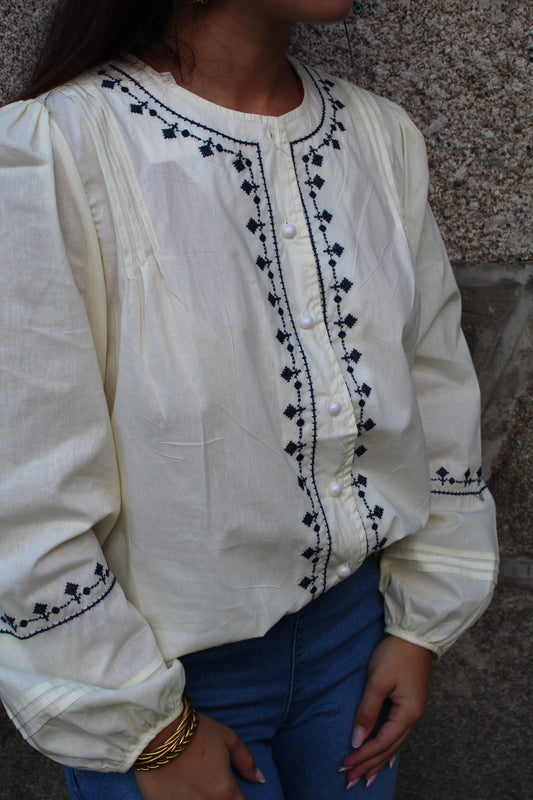 Blouse écru/marine