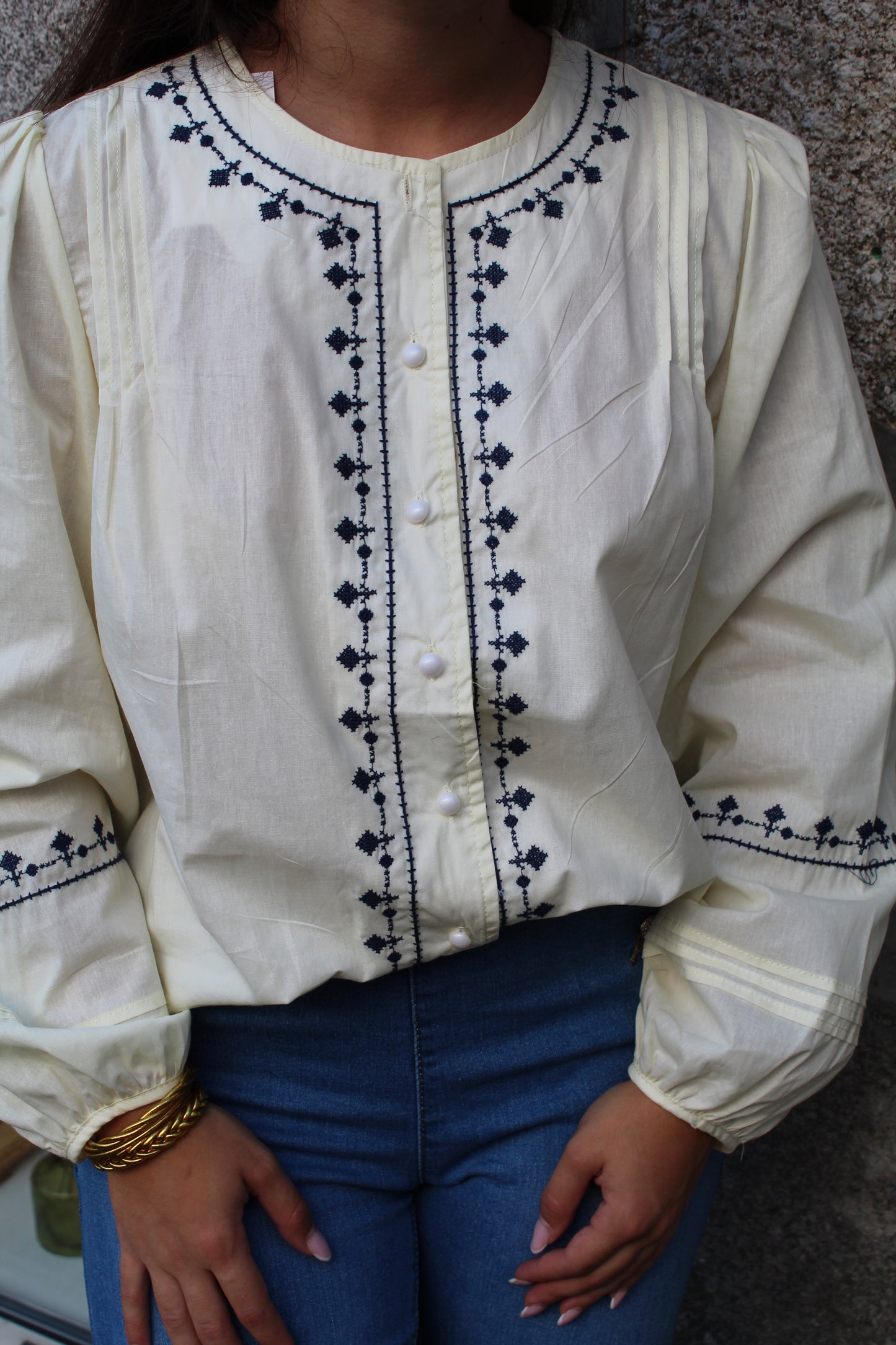 Blouse écru/marine
