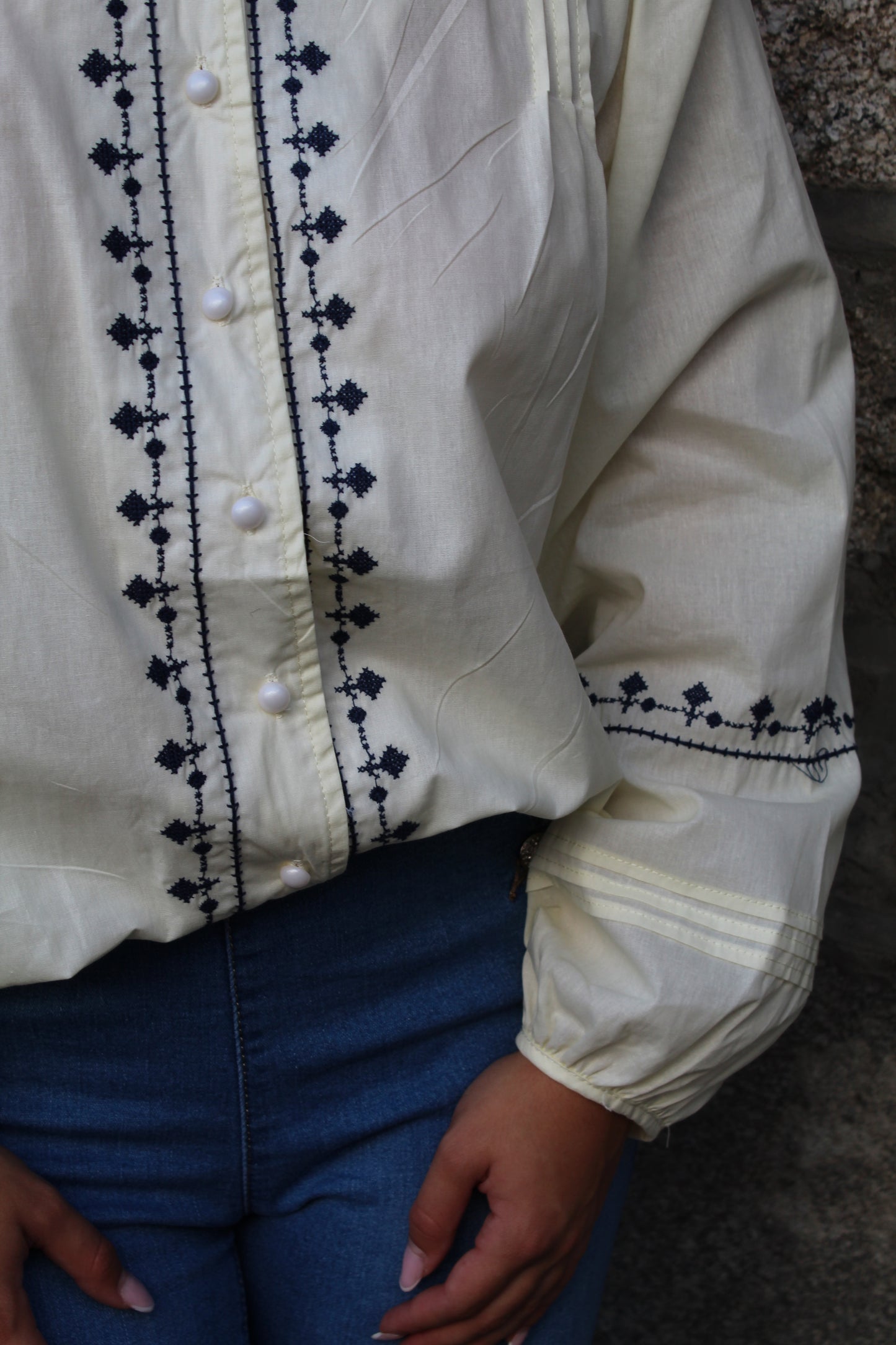 Blouse écru/marine