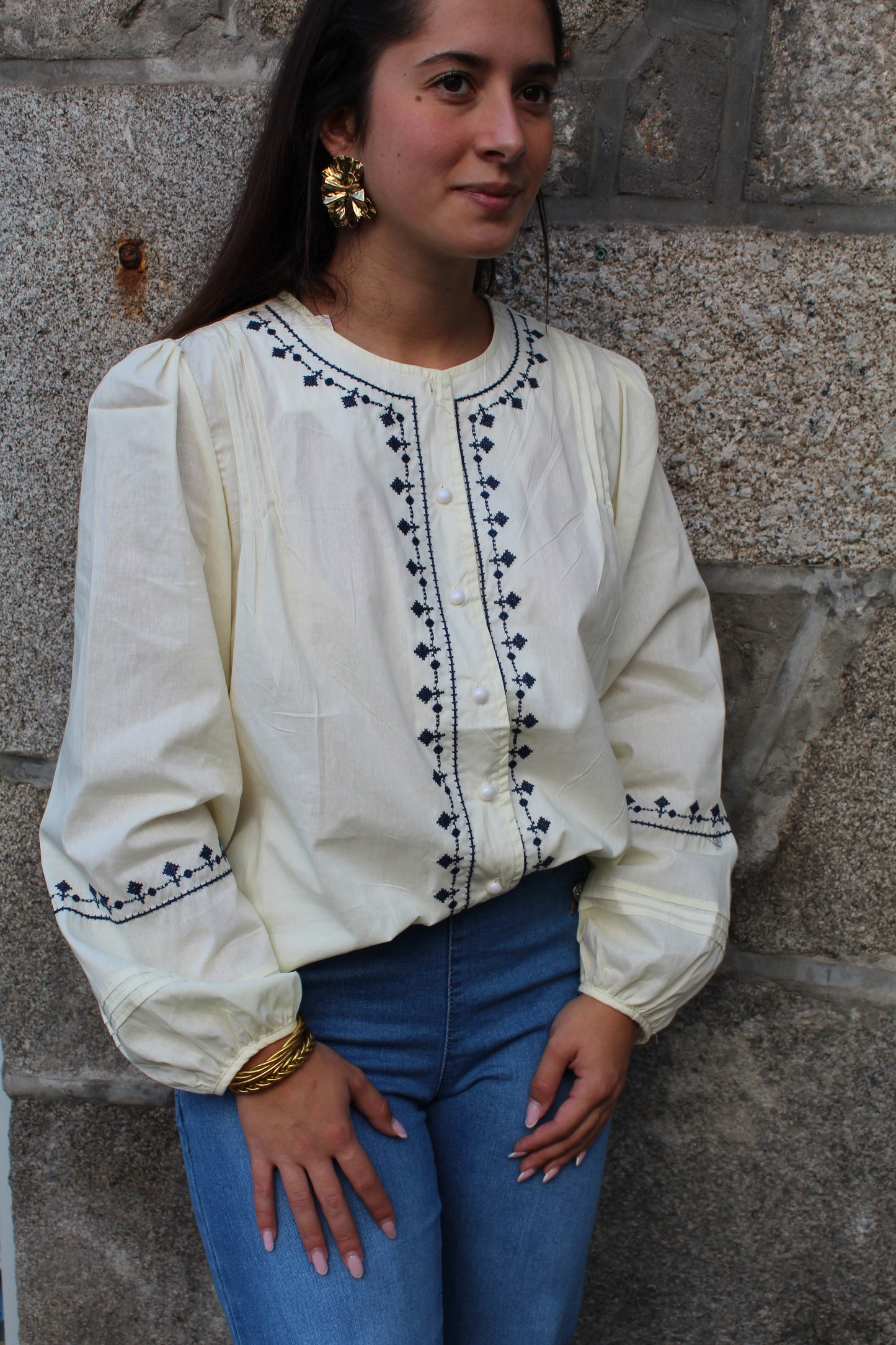 Blouse écru/marine