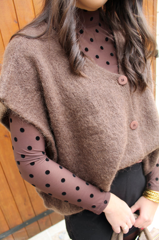 Top à pois choco/noir ♡