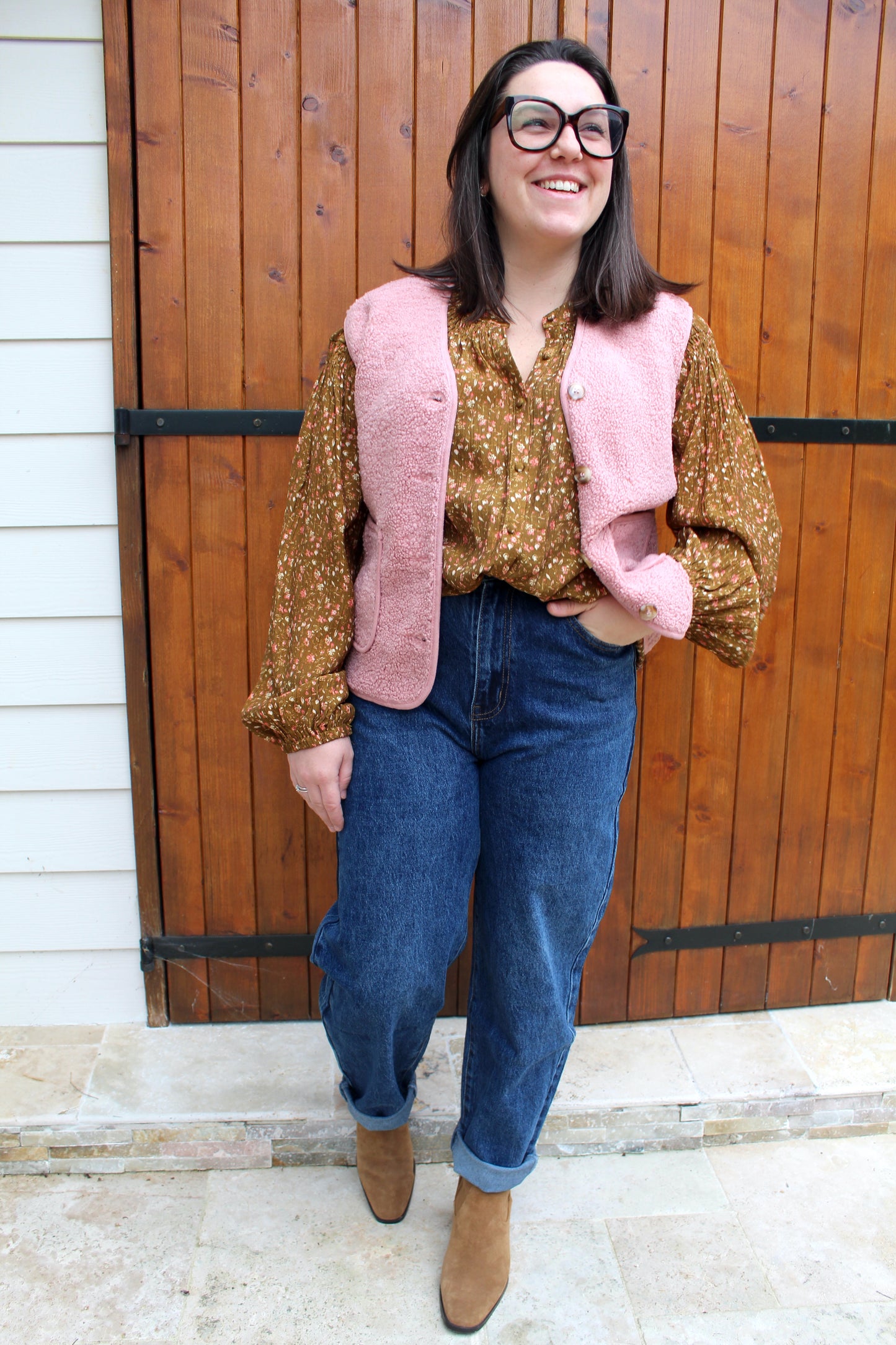 Veste sans manche vieux rose ♡