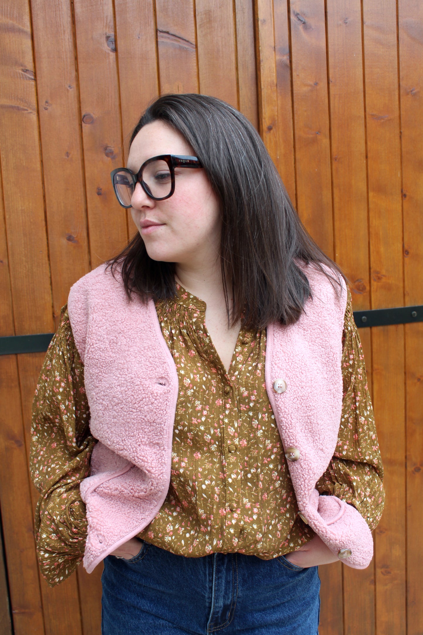 Veste sans manche vieux rose ♡