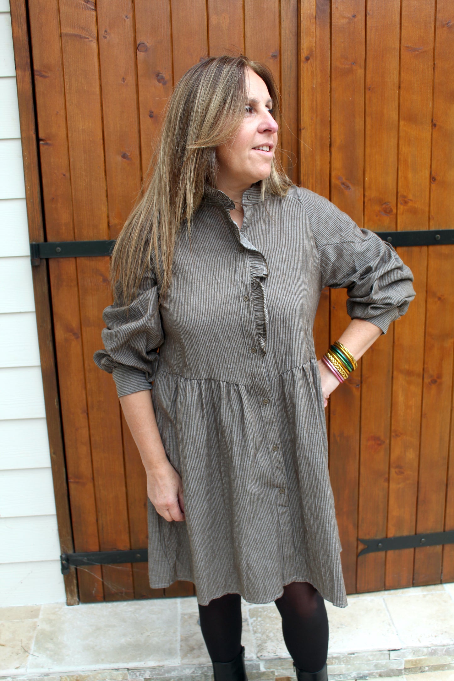 Robe rayée kaki ♡