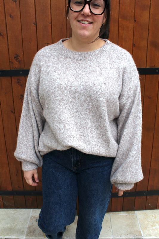 Pull tout doux beige chiné ♡