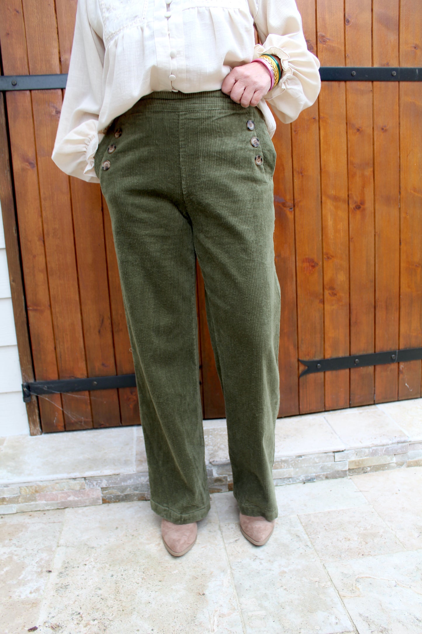 Pantalon velours kaki ♡