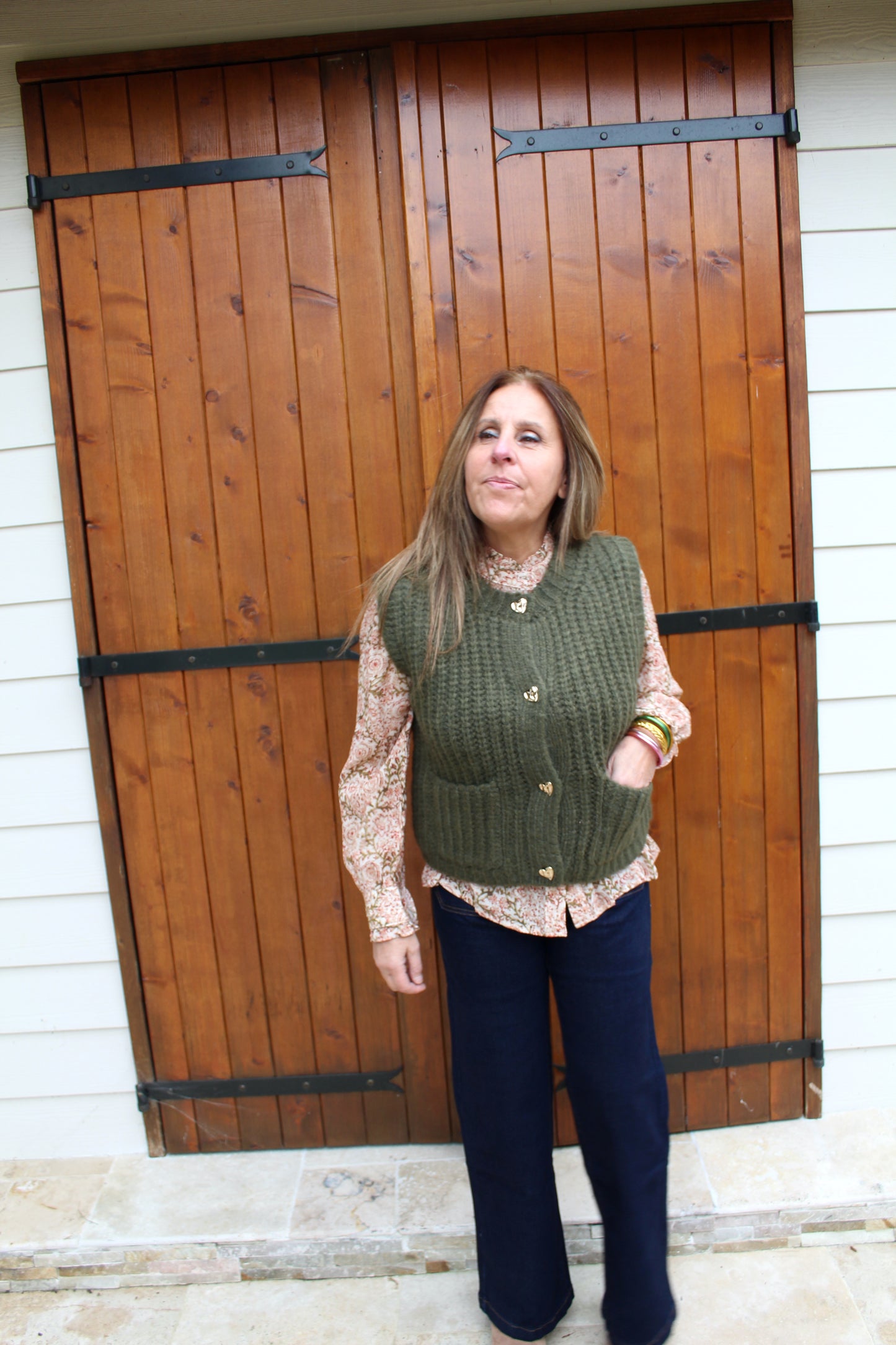 Veste sans manches kaki ♡