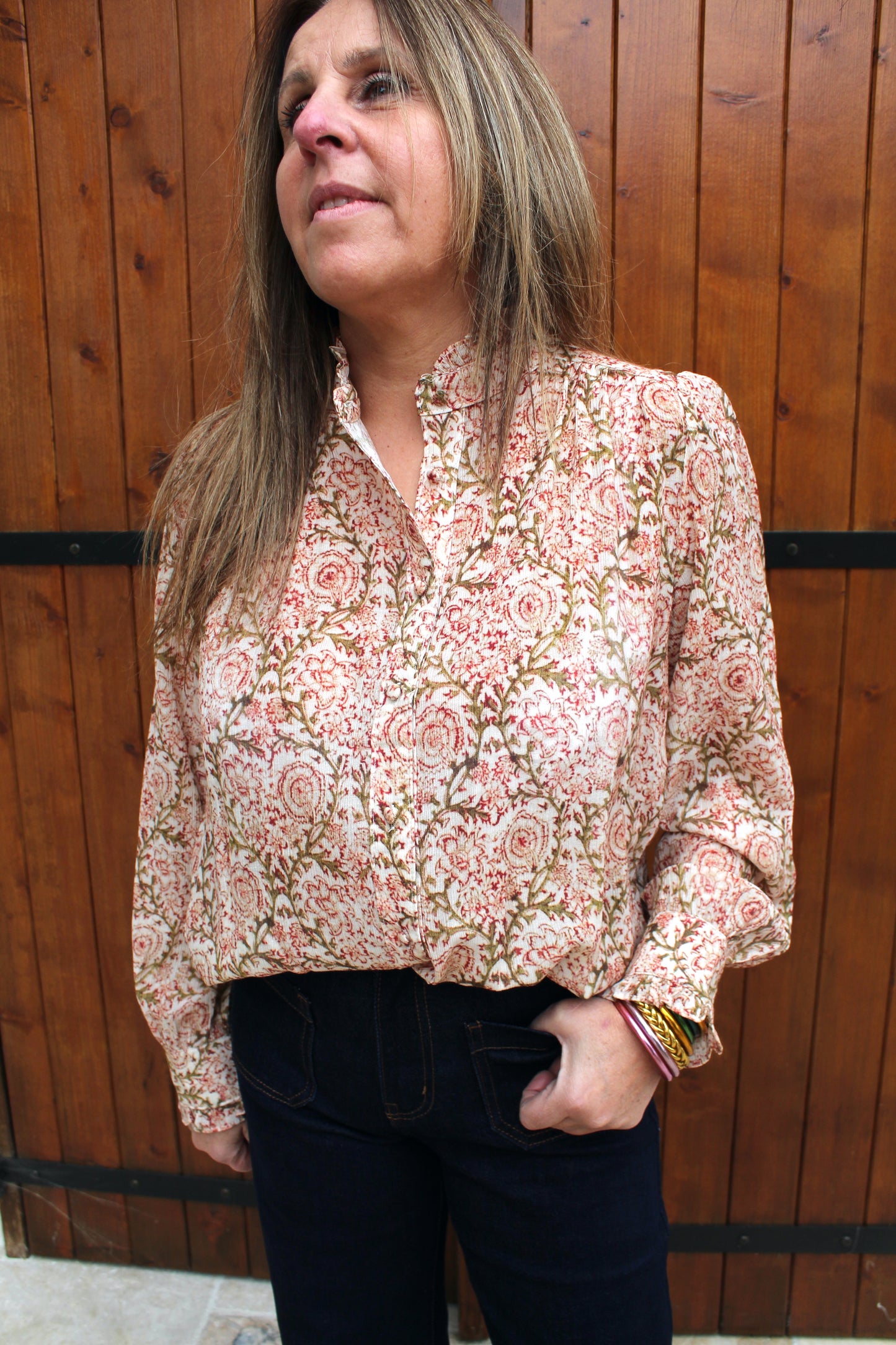 Blouse kaki et rose ♡