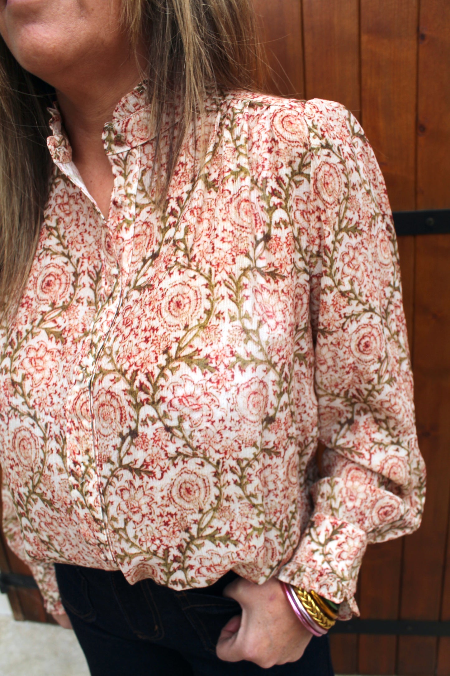 Blouse kaki et rose ♡