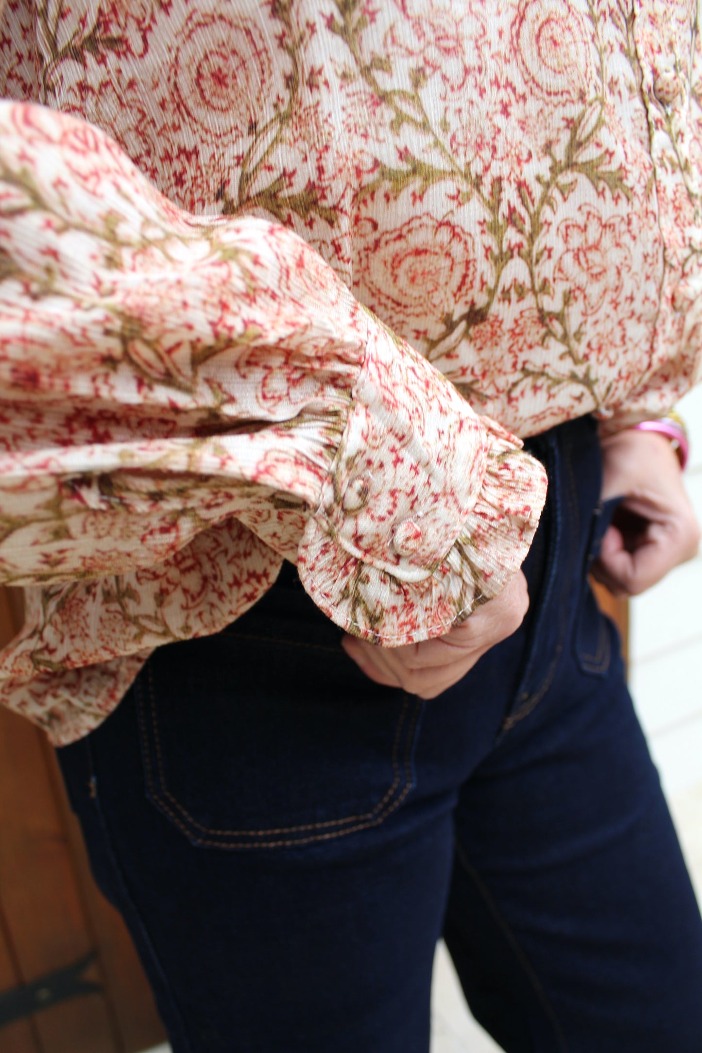 Blouse kaki et rose ♡