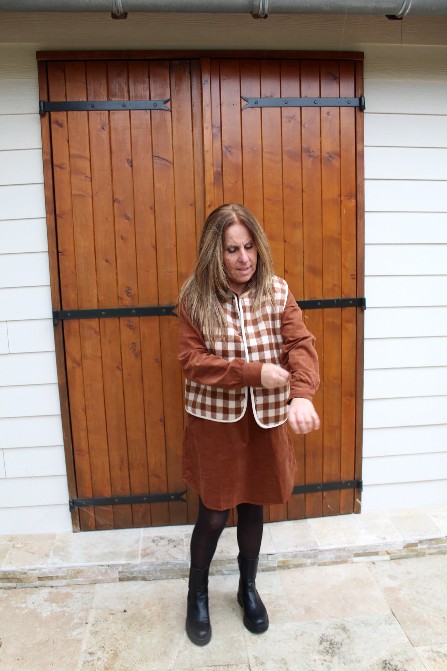 Veste moumoute écru/choco réversible ♡