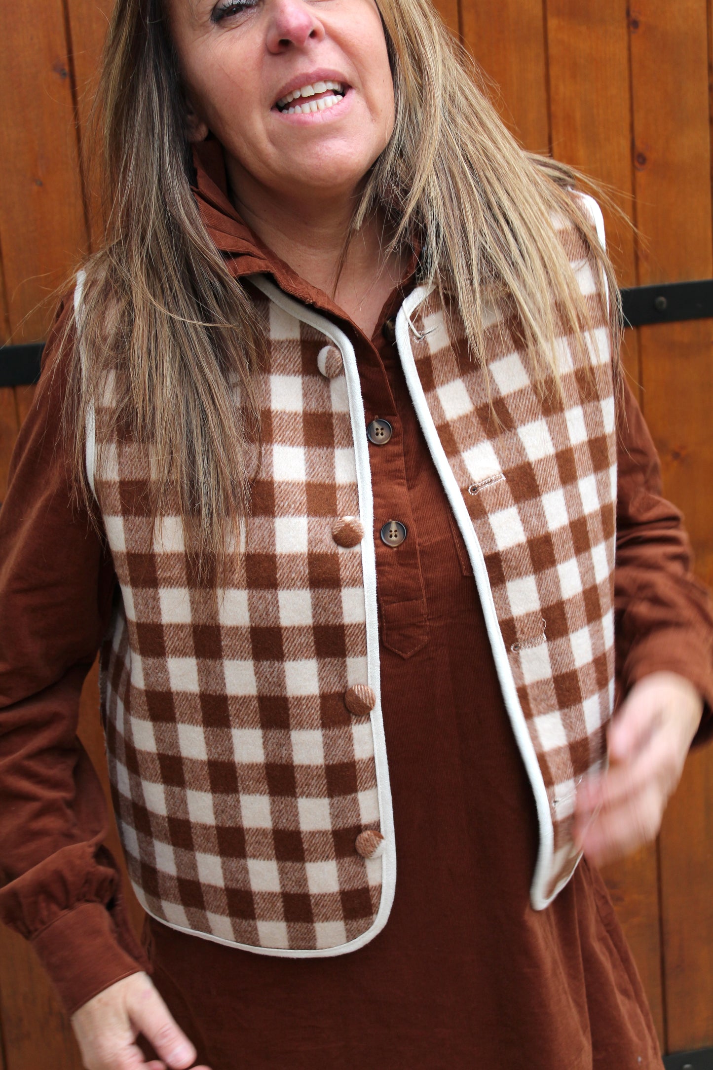 Veste moumoute écru/choco réversible ♡