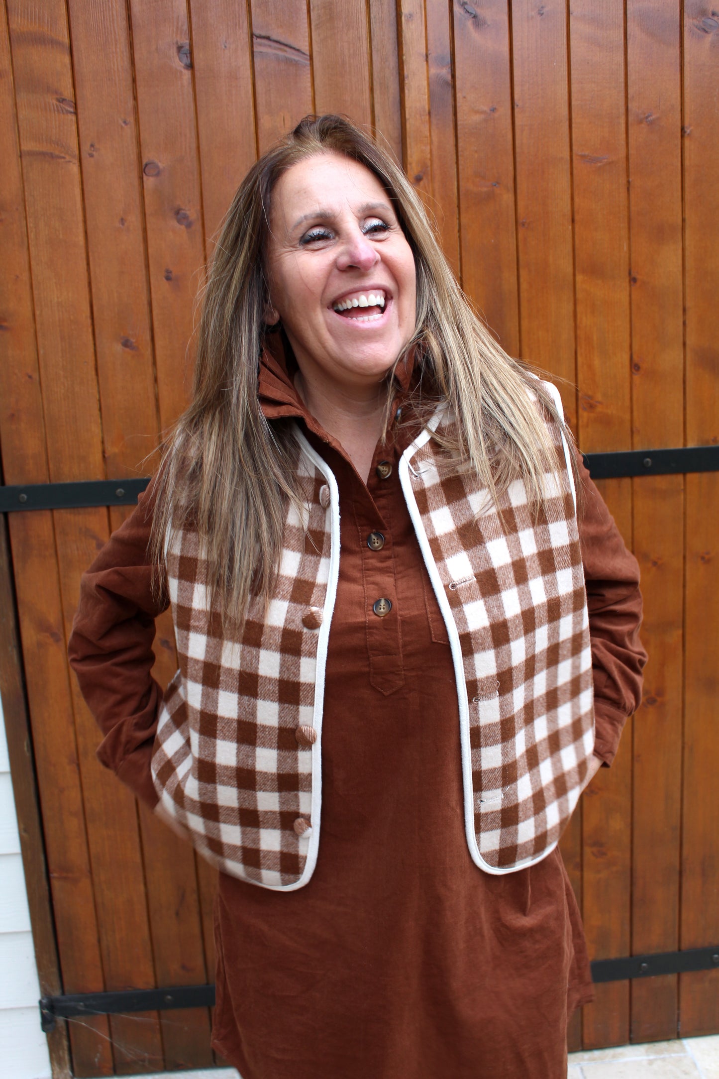 Veste moumoute écru/choco réversible ♡