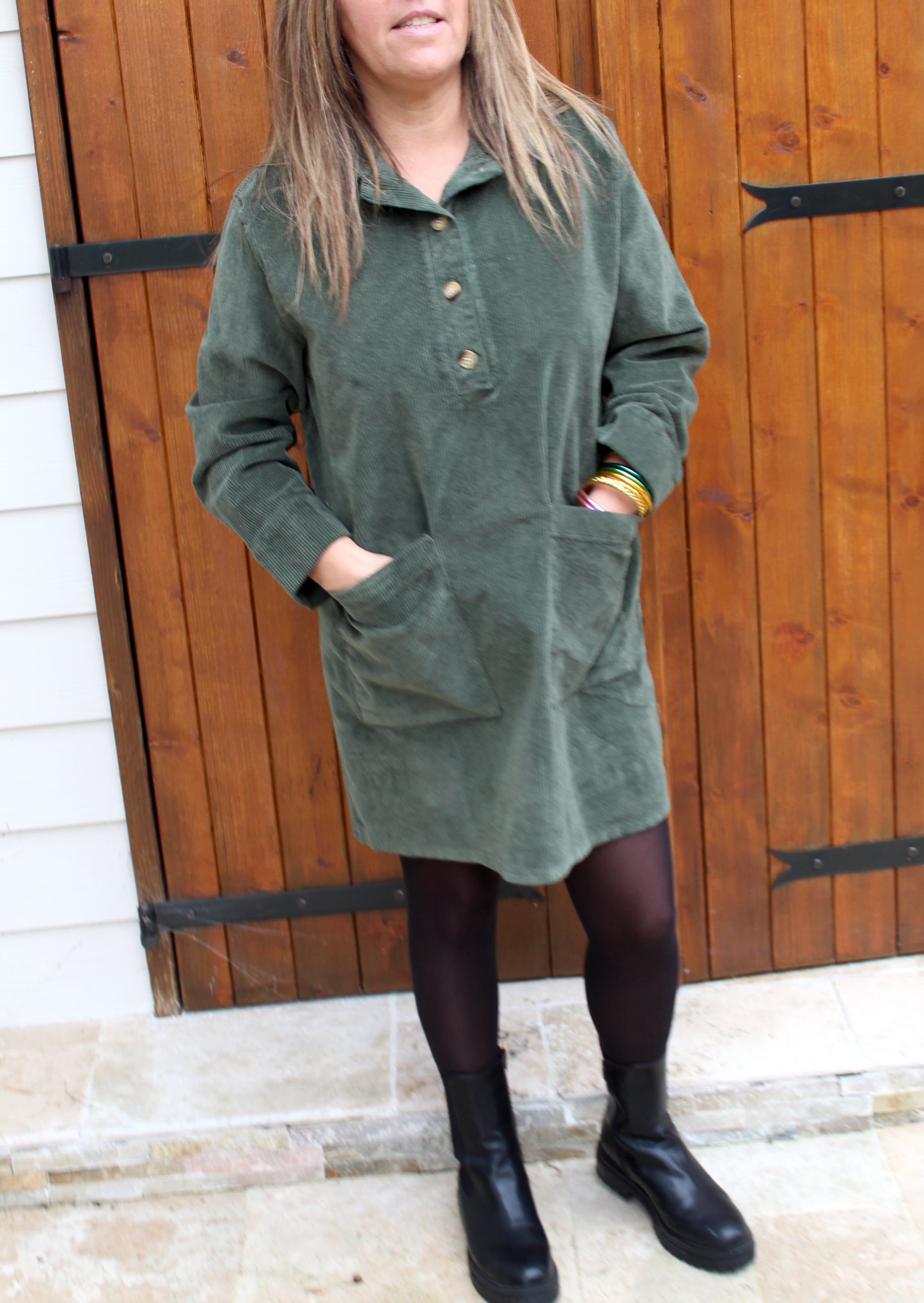 Robe velours kaki ♡