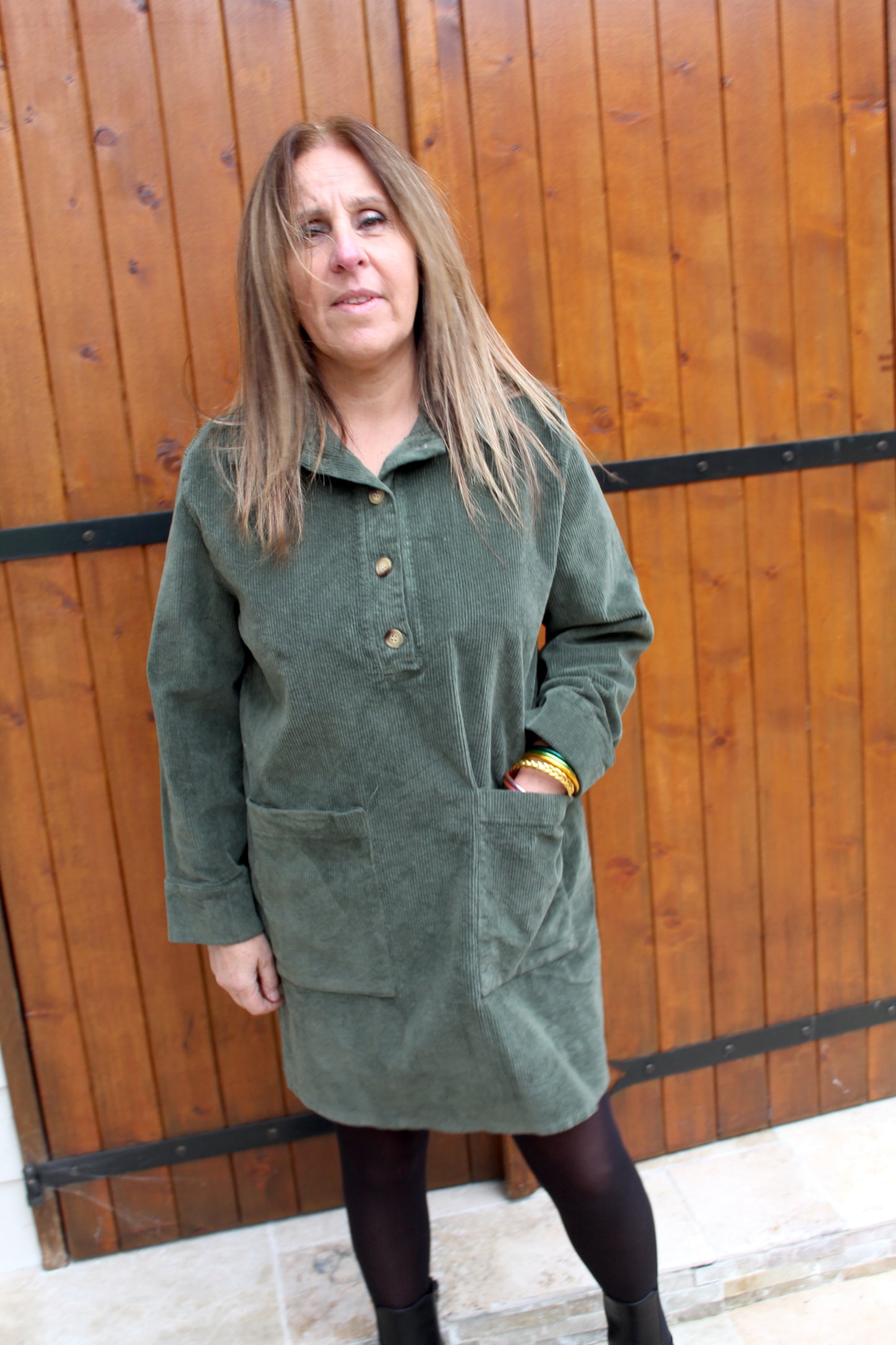 Robe velours kaki ♡