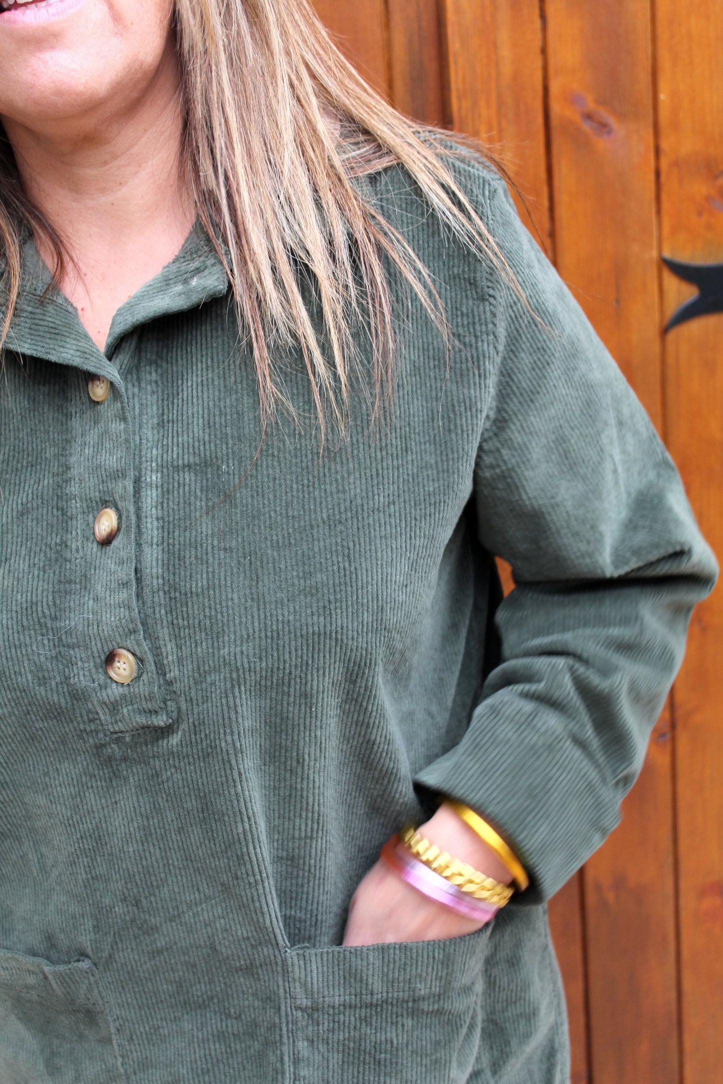 Robe velours kaki ♡