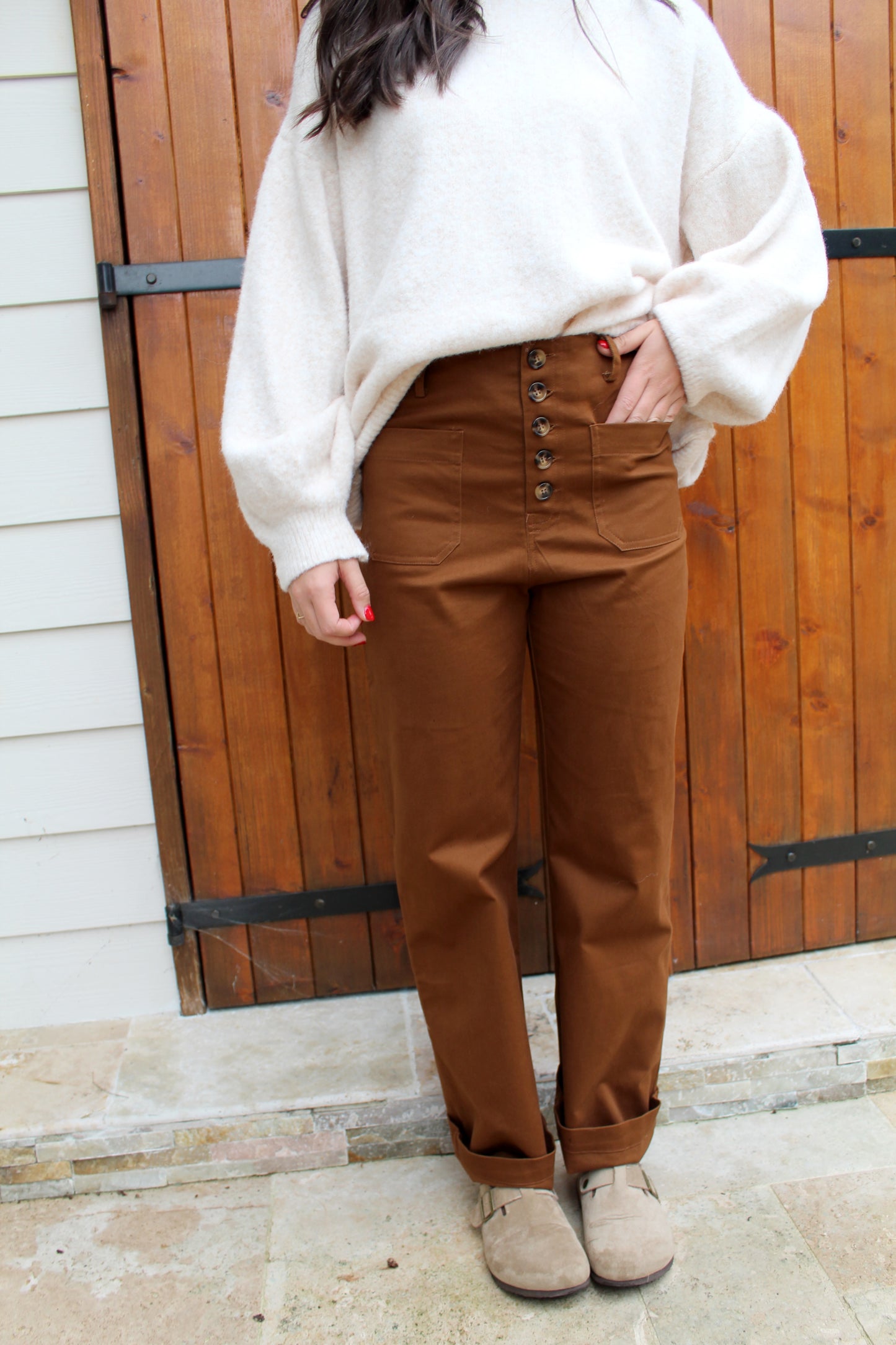Pantalon boutons chocolat ♡