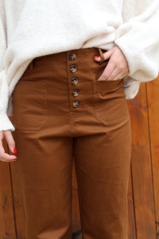 Pantalon boutons chocolat ♡