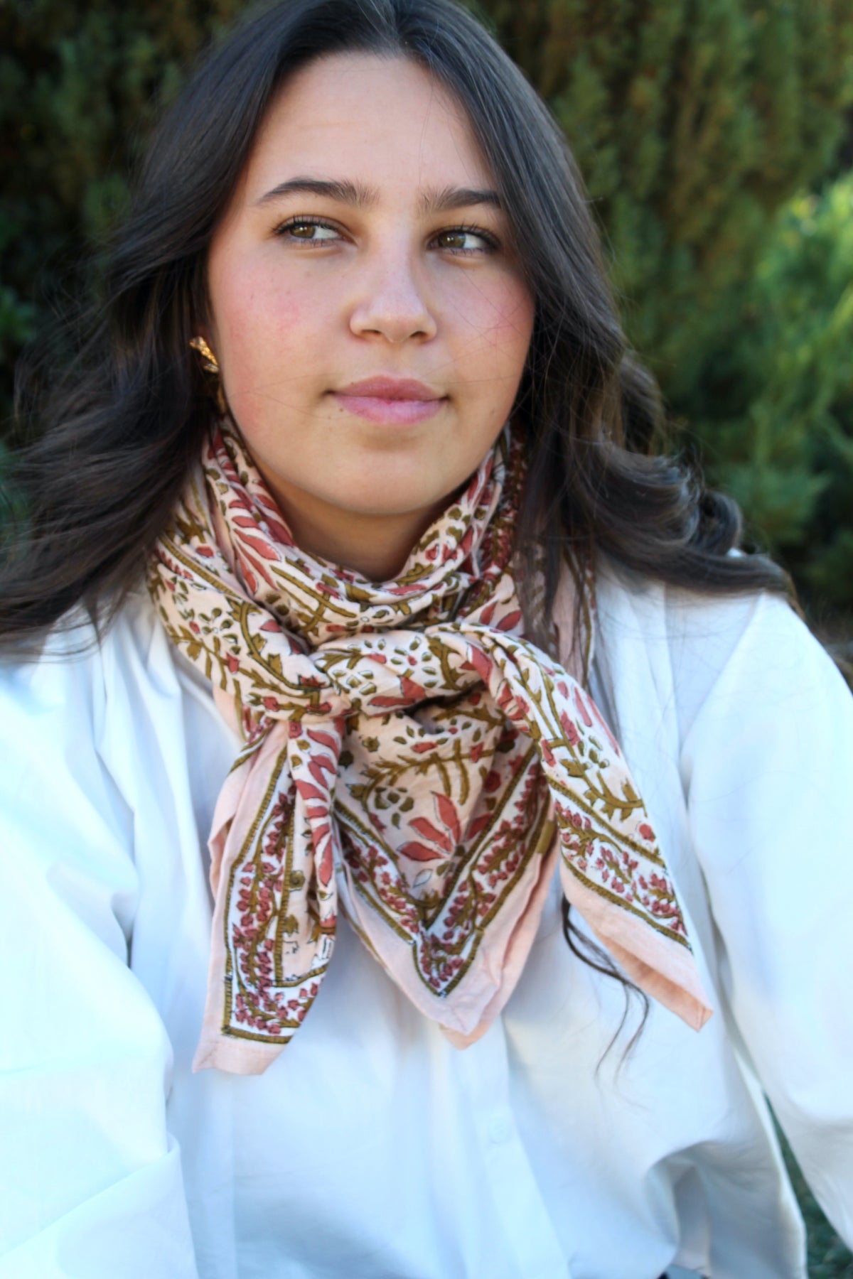 Foulard indien (grand format) palmyre rose poudré