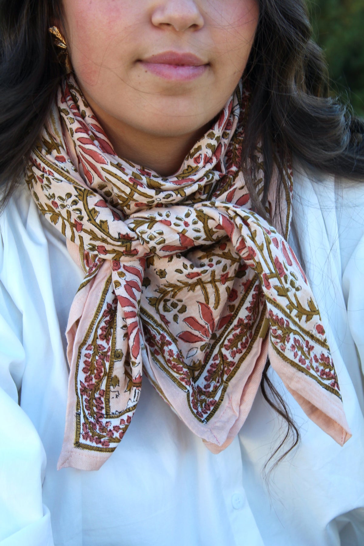 Foulard indien (grand format) palmyre rose poudré
